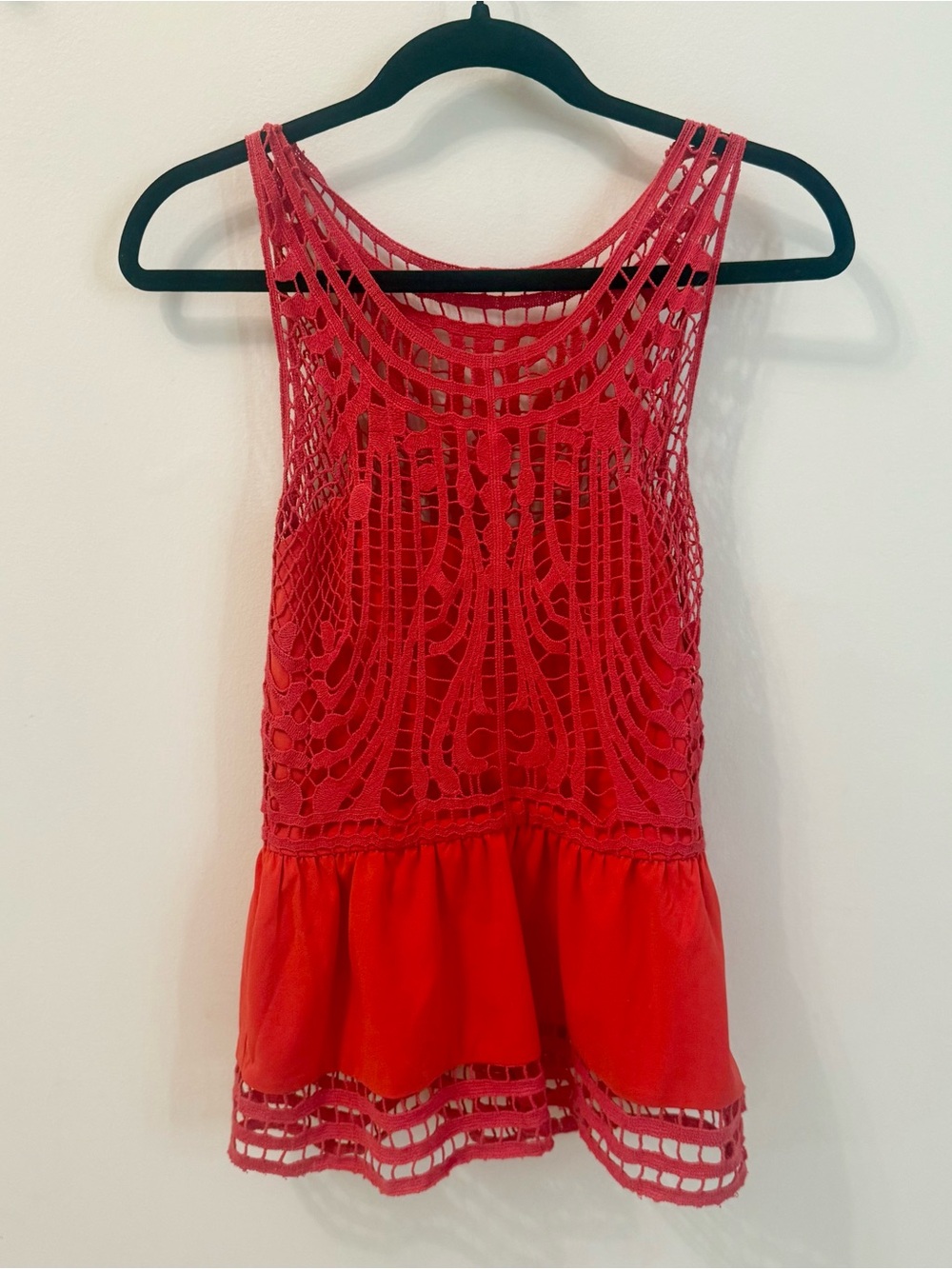 Sugarlips Red Crochet Peplum Top